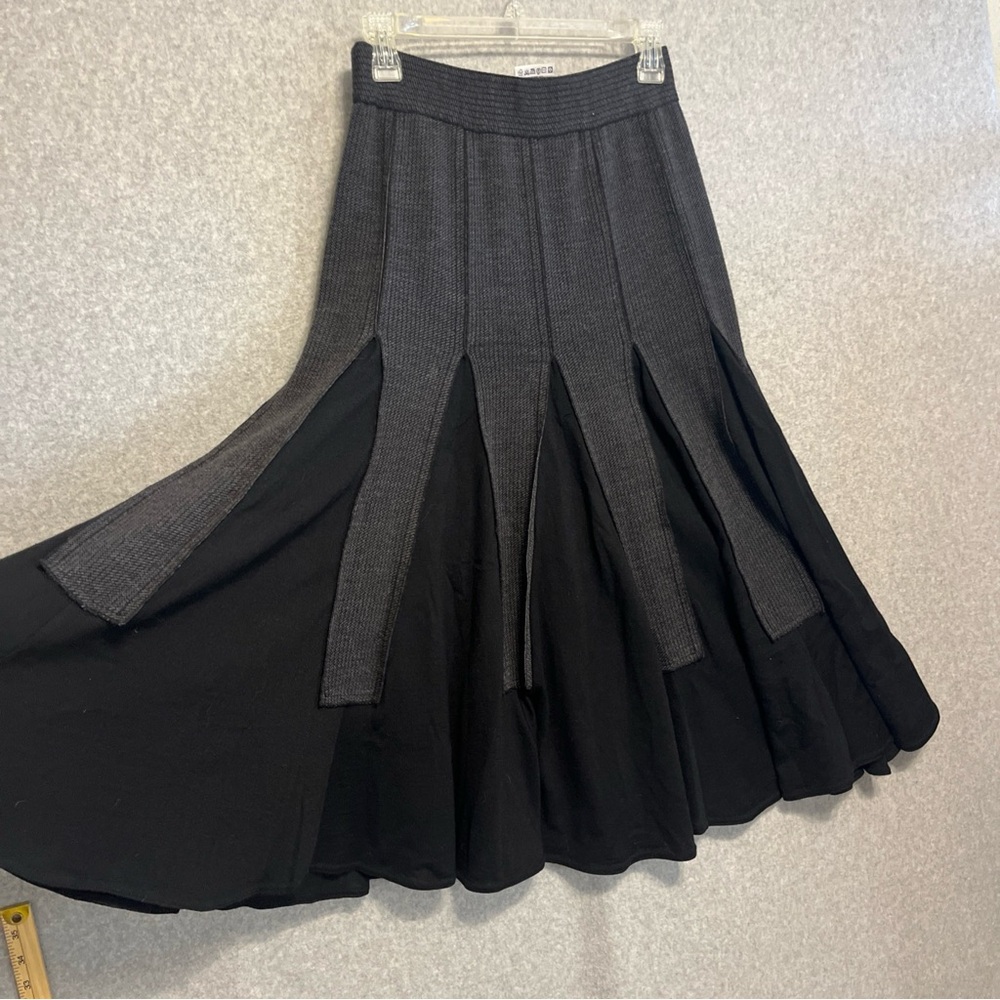 Fusun Merino Wool Skirt Women’s Size S Art to Wear A-line Black Gray Midi Ankle - Picture 5 of 12